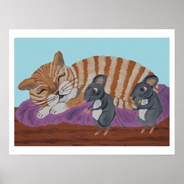 Sovande katt och listiga möss poster (Framsidan)