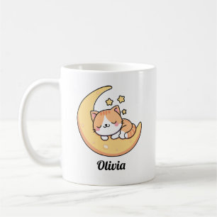 Sovande katt på en mån Dröm Anpassad Kaffemugg