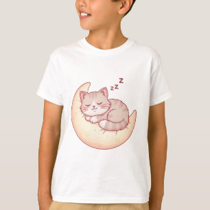 Sovande katt på en månkudde – mysig kattsömn t shirt