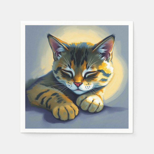 Sovande katt pappersservett (Framsidan)