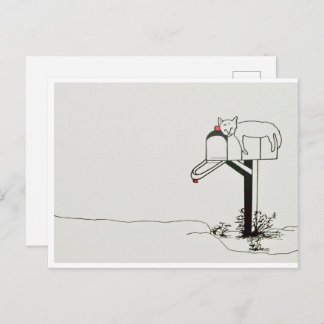 Sovande katt som väntar på lite post vykort