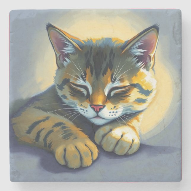 Sovande katt stenunderlägg (Framsidan)