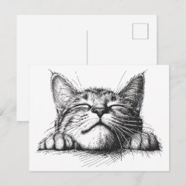 Sovande katt vykort