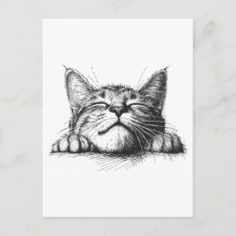 Sovande katt vykort