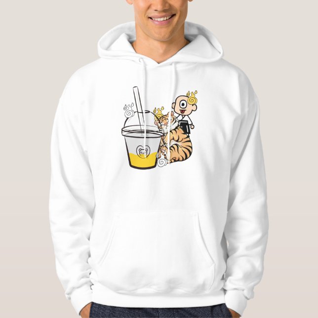 Sovande Kawaii Tiger, Bubble Tea & Hitotsume Kozo Hoodie (Framsida)