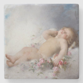 Sovande kerub (Putto) (av Léon Bazille Perrault) Stenunderlägg