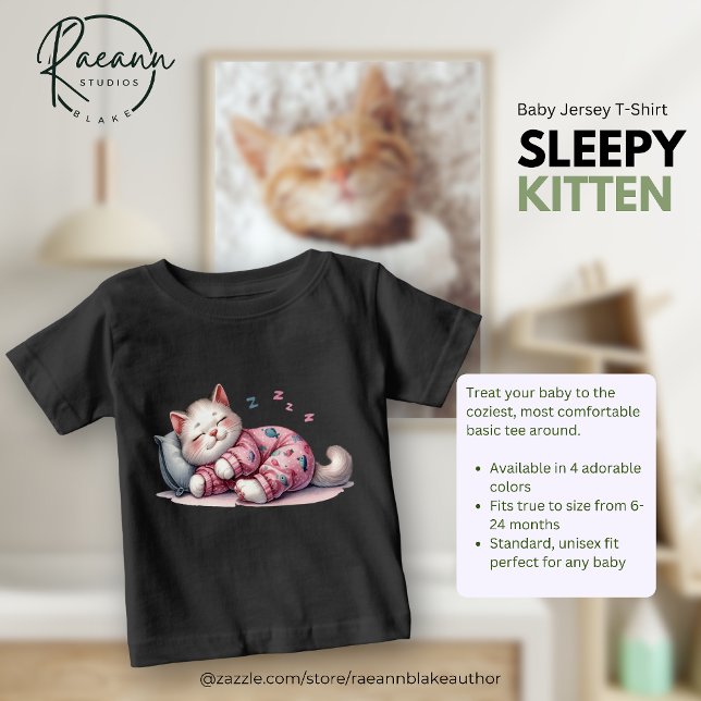 Sovande Kittel Baby Fin Jersey T-Shirt (Skapare uppladdad)
