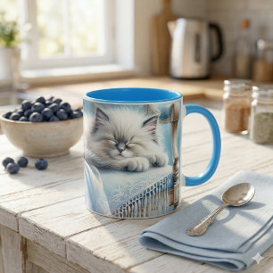 Sovande Kittens Blå Cottagecore Dröm Mugg