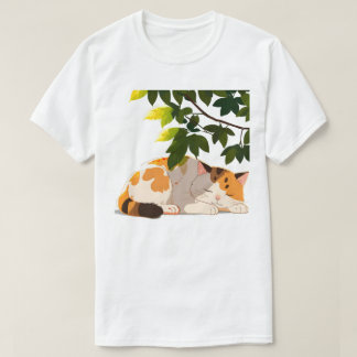 Sovande knubbig kalik katt t shirt
