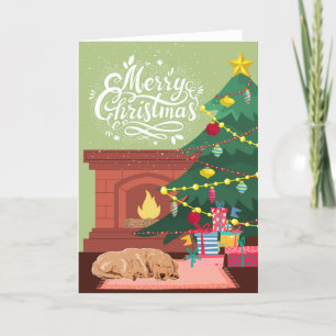 Sovande Labrador Retriever Hem God Jul Helgkort