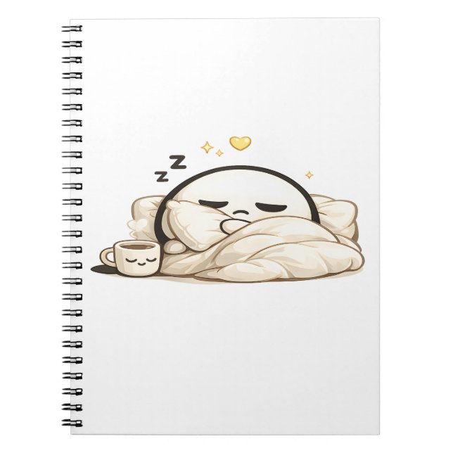 Sovande Lunio Mysig Morgonkaffe - Söt Kawaii Anteckningsbok (Framsidan)