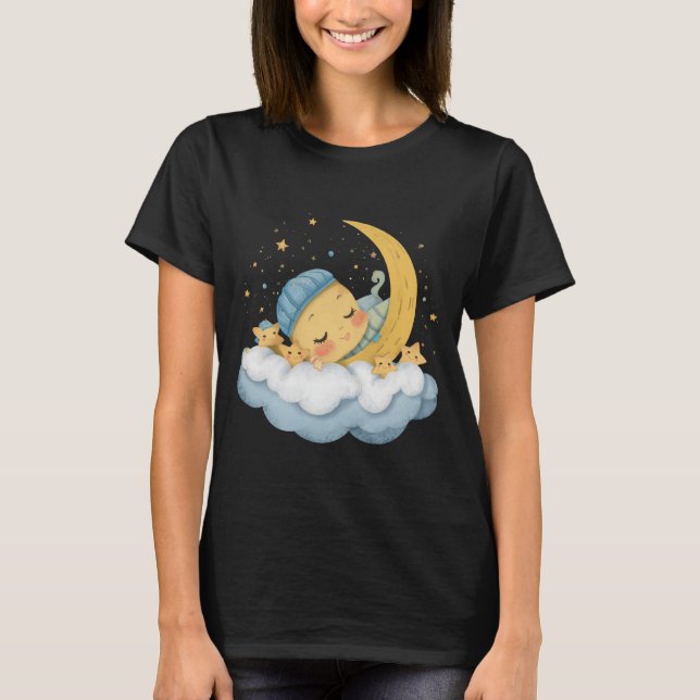 Sovande måne och stjärnor Grafisk t-shirt (Framsida)