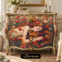 Sovande mö och räv decoupage