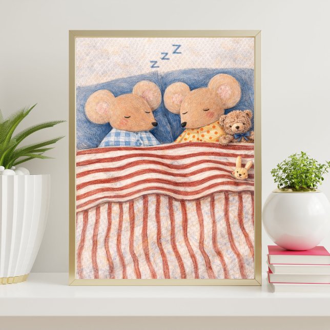 sovande möss illustration | söta möss konst poster (Skapare uppladdad)
