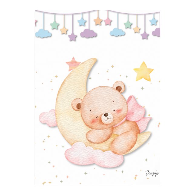 Sovande nallebjörn väggkonst för utskrift  (Printable Sleeping Teddy Bear Wall Art)