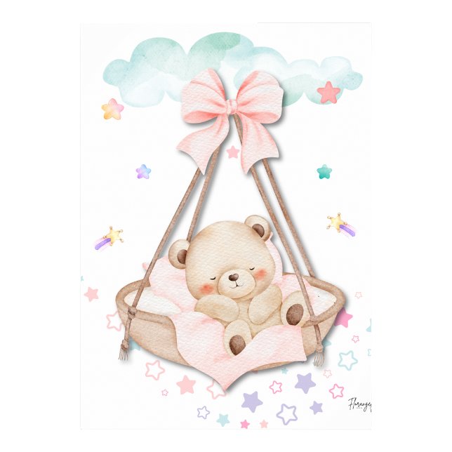 Sovande nallebjörn väggkonst som kan skrivas ut  (Printable Sleeping Teddy Bear Wall Art)