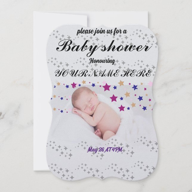 Sovande nyfödd baby stjärna gnistrande form  inbjudningar (Framsida)
