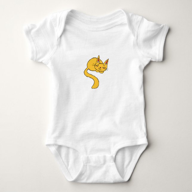 Sovande Orange Katt Bebis Topp T Shirt (Framsida)