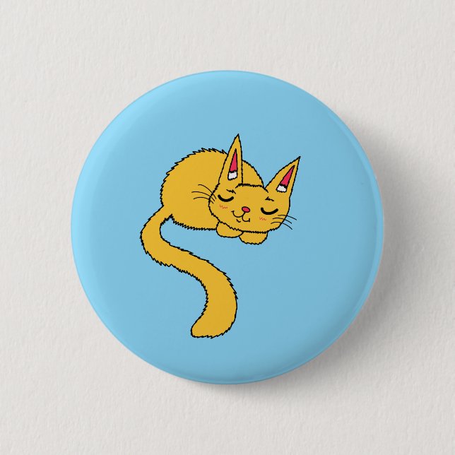 Sovande Orange Katt Knapp  (Framsida)
