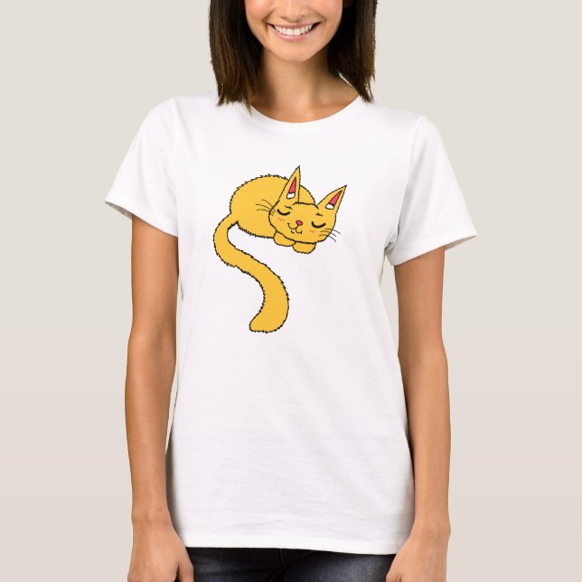 Sovande Orange Katt Kvinnor Tröja  (Framsida)