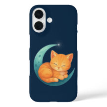 Sovande Orange Katt på Månens Fodral