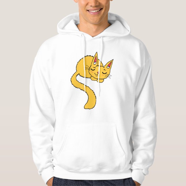 Sovande Orange Katt Tröja  Hoodie (Framsida)