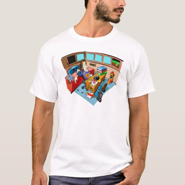 Sovande på datoren t-shirt (Framsida)