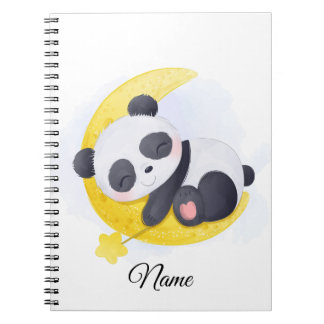 Sovande panda på månen Kawaii-konst Anteckningsbok
