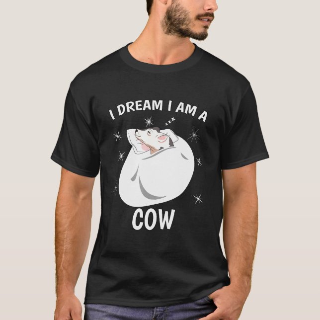 Sovande Pj Pyjamas topp Jag Drömmer Jag Är En Ko T Shirt (Framsida)