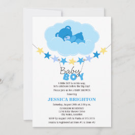 Sovande pojke Teddybjörn i moln Baby Shower Inbjudningar