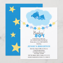 Sovande pojke Teddybjörn i moln Baby Shower Inbjudningar
