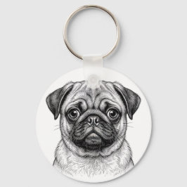Sovande Pug Valp Nyckelring
