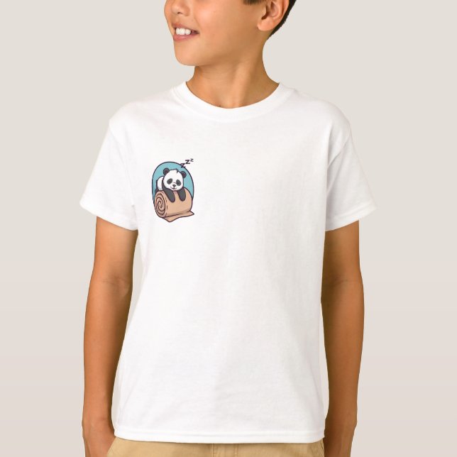 Sovande Rullad Matta Panda Barn T Shirt (Framsida)