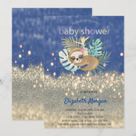 Sovande Sengångare Glitter Bokeh Baby Shower Inbjudningar