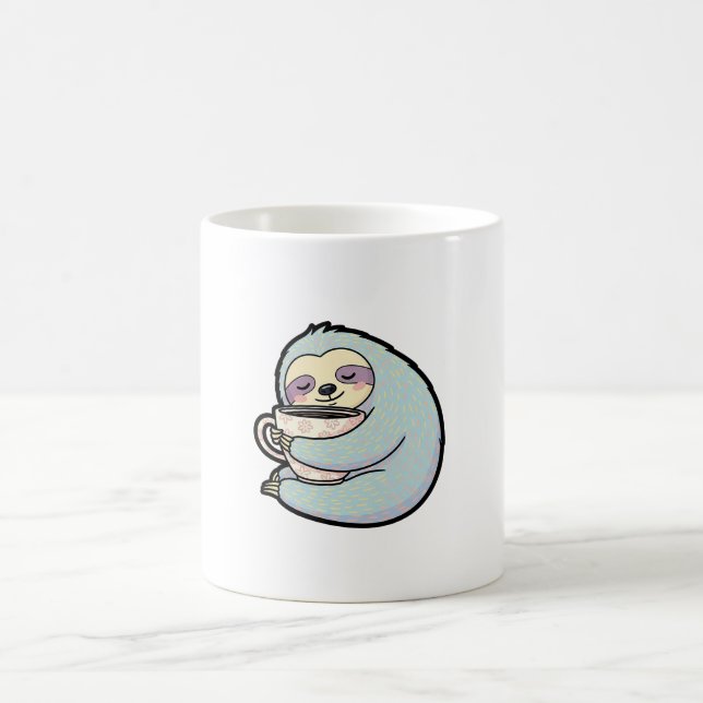 Sovande Sengångare med Kaffe – Söt Mysig Illustrat Kaffemugg (Center)