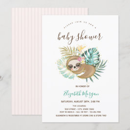 Sovande Sengångare Rosa Randig Baby Shower Inbjudningar