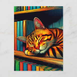 Sovande seriefigurstil katt som sover vykort
