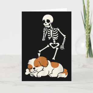 Sovande Shih Tzu Hund Söt Halloween Skelett Roligt Kort
