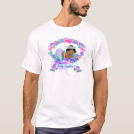 Sovande sjöjungfru tema rosa lila turkos t shirt