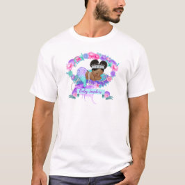 Sovande sjöjungfru tema rosa lila turkos t shirt