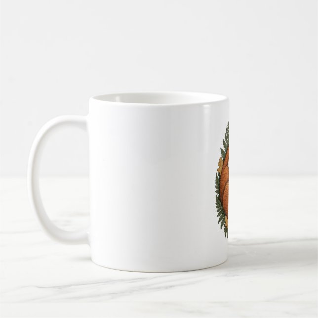 Sovande Skogsräv med Ormbunkar Kaffemugg (Vänster)