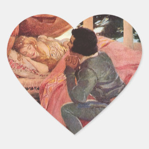 Sovande skönhet av Jessie Willcox Smith Hjärtformat Klistermärke
