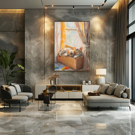 Sovande små kattungar i solljus – Impressionistisk Poster