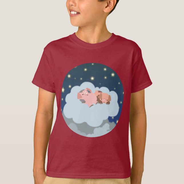 Sovande smågrisar serie t-shirt för barn (Framsida)