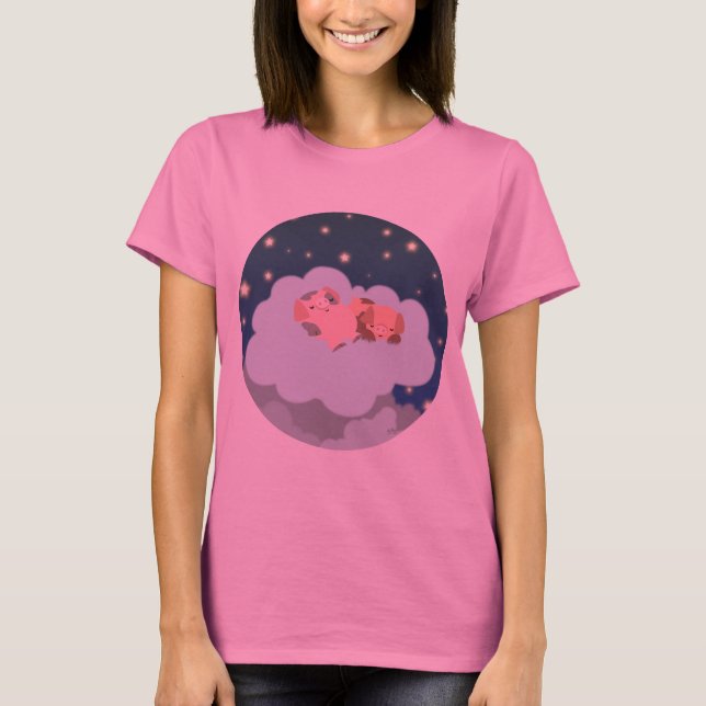 Sovande smågrisar serie T-shirt för kvinnor (Framsida)