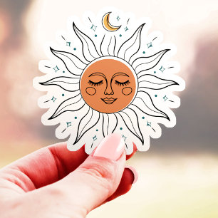 Sovande sol och måne vinyl klistermärken