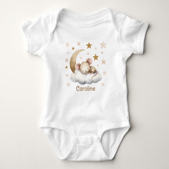 Sovande söt lilla mus Namn T-Shirt (Framsida)