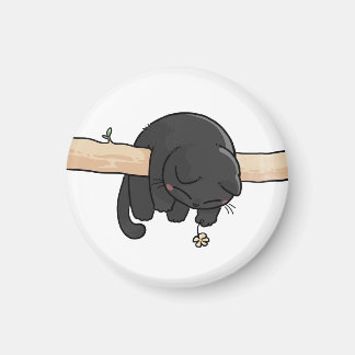 Sovande svart katt söt magnet