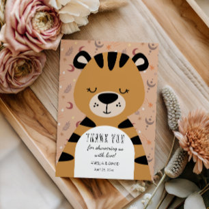 Sovande Tiger Boho Woodland Tack Babyfirande Kort