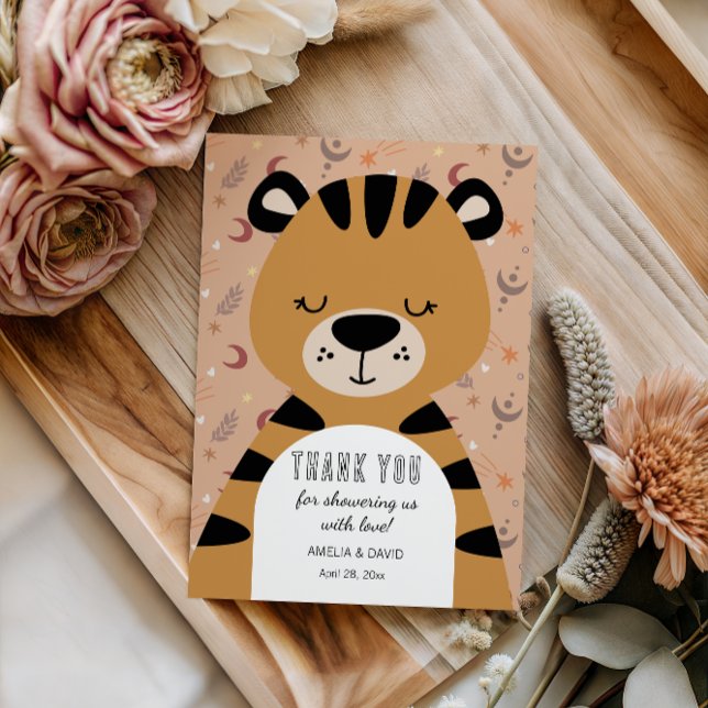 Sovande Tiger Boho Woodland Tack Babyfirande Kort (Skapare uppladdad)